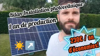 Bilan 1 an production installation photovoltaïque ☀️