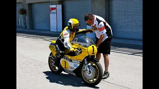 Kenny Roberts 1980 Yamaha YZR500 OW48 US MotoGP Parade Laps Laguna Seca Monterey CA. July 2011