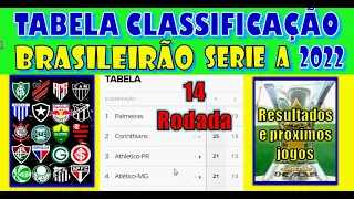 TABELA CLASSIFICAÇÃO E PROXIMOS JOGOS BRASILEIRÃO 2022 14 RODADA E RESULTADOS