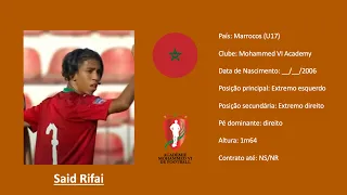 Said Rifai (Morocco | Académie Mohammed VI) Arab Cup U17 2022 footage