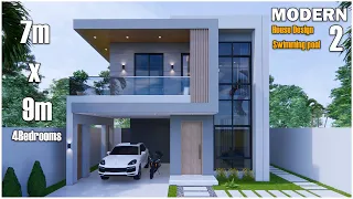 House Design | Small House | 7m x 9m  2 Storey with 4 Bedrooms