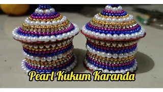 How to make Haldi Kumkum Karanda from Moti | कुंकवाचा करंडा | Easy Pearl Kumkum Karanda