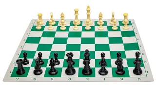 Regulation Tournament Roll-Up Staunton Chess Set w/ Travel Canvas Bag - Green