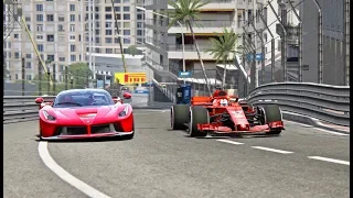 Ferrari F1 2018 vs La Ferrari - Monaco