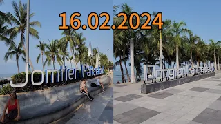 Jomtien Dongtan beach February 2024 Pattaya today now, Джомтьен Донгтан бич Паттайя Таиланд сейчас