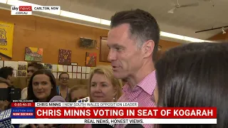 Chris Minns casts his vote this election day