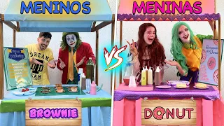 DISPUTA DA MELHOR BARRACA DE LANCHES!! MENINOS VS MENINAS (CORINGA, IT A COISA, ARLEQUINA)