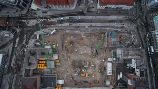 Dokumentation 2. Stammstrecke München | Drohnenflug über das Baufeld Hauptbahnhof