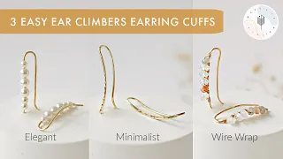 How to Make Ear Climbers Earrings | 3 Easy Handmade Ear Cuffs Earrings | ASMR Jewelry Making