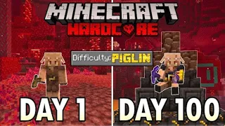 I Survived 100 Days as a PIGLIN in Hardcore Minecraft... Minecraft Hardcore 100 Days Wisp