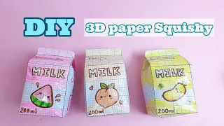 Cách làm SQUISHY 3D hình HỘP SỮA đáng yêu|Làm Squishy từ giấy ô li| Diy 3D paper Squishy