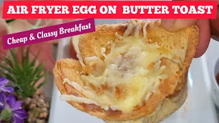 AIR FRYER EGG ON BREAD TOAST RECIPE FOR BREAFAST. JUST ADD EGGS TO THE TOAST AND SEE WHAT HAPPENS😳😳