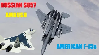 Russian Su 57 Ambushes US F-15s mid air | Single Mission | DCS World