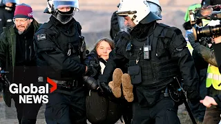 Greta Thunberg detained by police during Germany coal mine protests