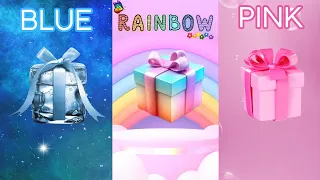 Choose your gift 🤩💝🤮 || 3 gift box challenge || Blue Rainbow Pink #pickonekickone#giftboxchallenge