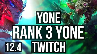 YONE vs TWITCH (MID) | Rank 3 Yone, 9/2/9, 700+ games, 1.2M mastery | BR Challenger | 12.4