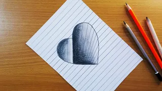 How to Draw a 3D Hole Heart Shape - Pencil Drawing Step by Step | easy heart drawing