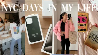 VLOG: NYC days in my life! iphone 15 unboxing + first impressions, merch shoot, hair care + more!