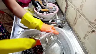 🧹ASMR washing dishes by hand no talking | hand washing.