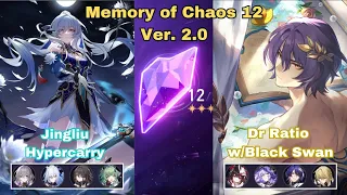 E0 Jingliu Hypercarry & E0S1 Dr Ratio w/Black Swan Memory of Chaos 12 | Honkai Star Rail 2.0