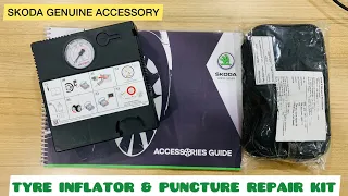 SKODA TYRE INFLATOR & PUNCTURE REPAIR KIT | GENUINE ACCESSORY | SLAVIA | KUSHAQ | RAPID