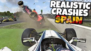 REALISTIC F1 CRASHES SPANISH GP!