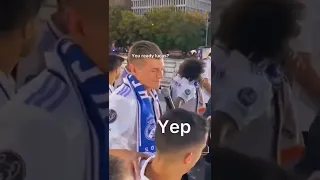 Tony Kroos funny moment during UCL title celebration.