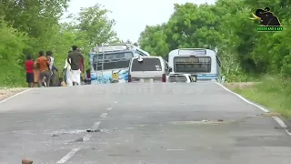 A severe elephant attack on a bus  People fall down in fear     28