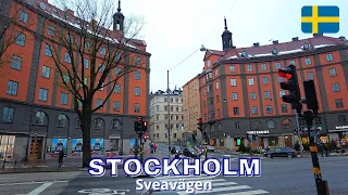 Sveavägen, Stockholm - Virtual Walking Tour in 4K - November 2022 - Sweden