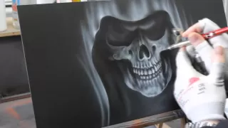 Airbrush Videoanleitung Sensenmann in Flammen - Grim Reaper in Flames Paint Howto Tutorial