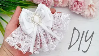 МК брошь-жабо из репсовых лент и кружева / DIY frill brooch #beadpark