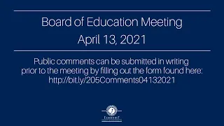 Special Board of Education Meeting - April 13, 2021