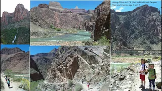 USA Grand Canyon Rim to Rim Hike: 42 km 17 h by 5 and nearly 7 year old girls with father in one day