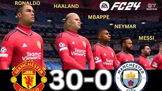 WHAT HAPPEN IF MESSI, RONALDO, MBAPPE, NEYMAR, HAALAND PLAY ON MANCHESTER UNITED VS MANCHESTER CITY