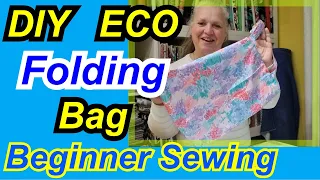 DIY Easy folding bag tutorial reuseable grocery shopping eco friendly beginner sewing French Seams