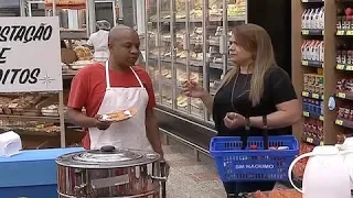 Customer eats dog food and fights with man