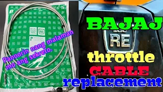 Throttle cable ng Bajaj RE replacement at tutorial.