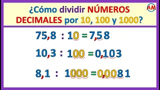 📌 DIVIDIR un decimal por 10 100 y 1000 | Super fácil 😊