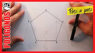 Cómo Dibujar un Pentágono partiendo de la medida del Lado (Polígonos - Dibujo Técnico).