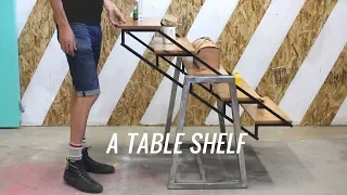 SHELF THAT CONVERTS TO A TABLE to save space