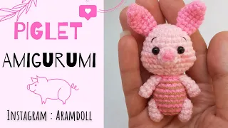 🐷 piglet amigurumi/piglet crochet tutorial/how to crochet/آموزش عروسک بافتنی پیگلت