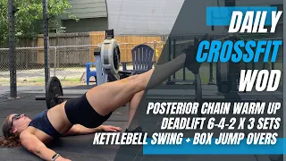 Deadlift Volume Progression #3 | Kettlebell Swings + Box Jump Overs 8-min AMRAP