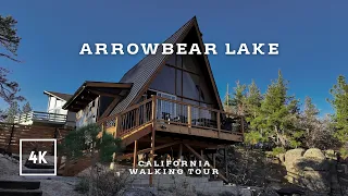 California, Arrowbear Lake - relaxing sunrise walk, binaural nature sounds, ASMR, A-Frame home