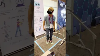 Freeaim VR Shoes walking sim at AWE2023: New tech to replace VR treadmills