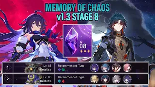 Memory of Chaos v1.3 stage 8 - E0 Seele E0 Blade 2 Cycles Full Stars【Honkai: Star Rail】