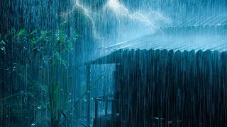 Fall Asleep Fast & Easy on Rainy Night | Torrential Rain on Tin Roof & Intense Thunder | White Noise