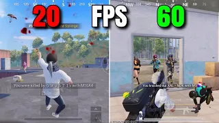 20 FPS VS 60 FPS CHALLENGE | DEVICE MATTERS FOR SKILLS ?? | PUBG Mobile