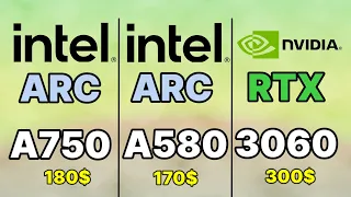 Intel Arc a750 Vs a580 vs Intel Arc a770 Vs Rx 6600XT vs RTX 3050 Vs RX 6600 vs GTX 1660 Super
