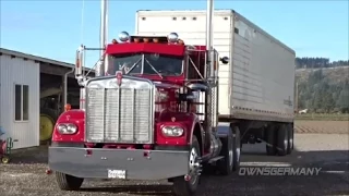 Classic Kenworth & Peterbilt Trucks Leaving a Truck Show