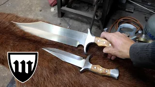 Making a stainless steel bowie knife set,  now with voiceover.